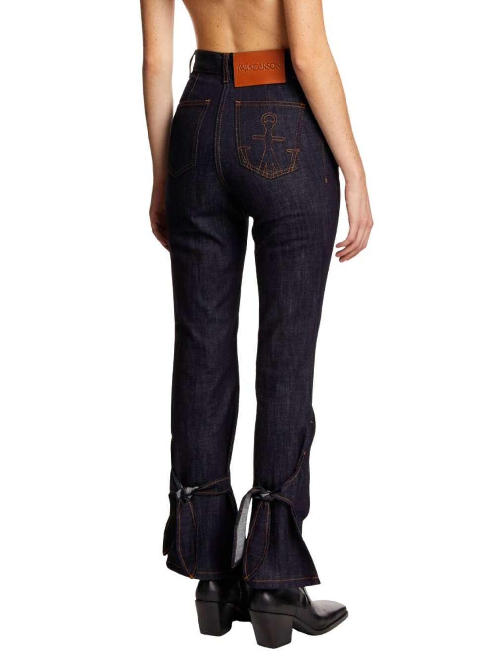 JW Anderson Slim Tie Back Dark Wash Denim Jeans Anchor GUC $785 Sz 26